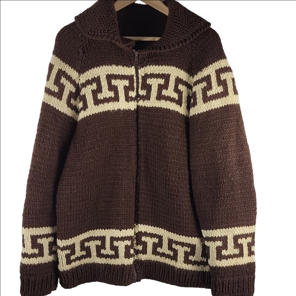 Vintage Native Cowichan Wool Cardigan Sweater